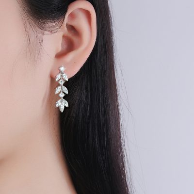 Bông Tai Bạc Nữ đính Kim Cương Moissanite Cành Và Lá Alyssa LILI 160558 4