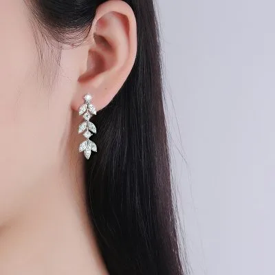 Bông Tai Bạc Nữ đính Kim Cương Moissanite Cành Và Lá Alyssa LILI 160558 4