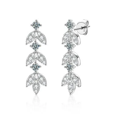Bông Tai Bạc Nữ đính Kim Cương Moissanite Cành Và Lá Alyssa LILI 160558 5