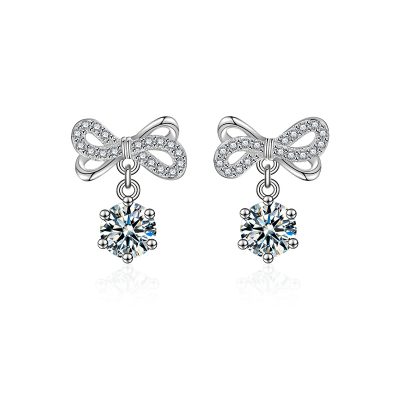Bông Tai Bạc Nữ đính Kim Cương Moissanite Chiếc Nơ Luciana LILI 160550 5