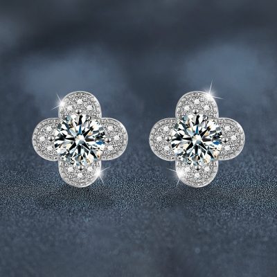Bông Tai Bạc Nữ đính Kim Cương Moissanite Cỏ 4 Lá Journey LILI 160566 1