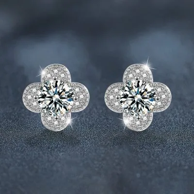 Bông Tai Bạc Nữ đính Kim Cương Moissanite Cỏ 4 Lá Journey LILI 160566 1