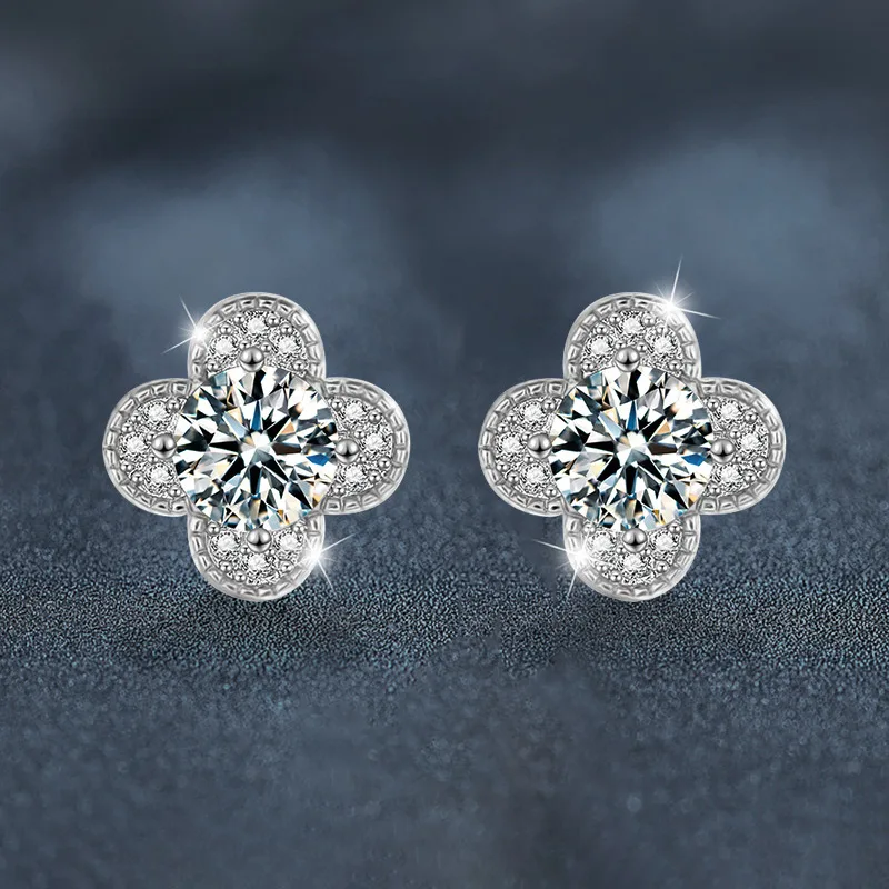 Bông Tai Bạc Nữ đính Kim Cương Moissanite Cỏ 4 Lá Journey LILI 160566 1