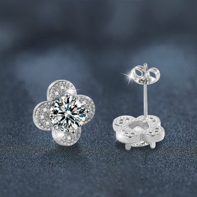 Bông Tai Bạc Nữ đính Kim Cương Moissanite Cỏ 4 Lá Journey LILI 160566 2