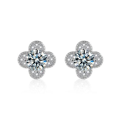 Bông Tai Bạc Nữ đính Kim Cương Moissanite Cỏ 4 Lá Journey LILI 160566 5