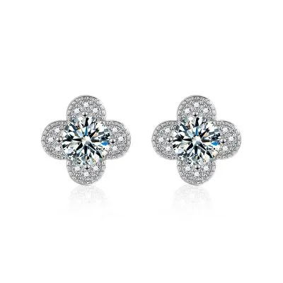Bông Tai Bạc Nữ đính Kim Cương Moissanite Cỏ 4 Lá Journey LILI 160566 5