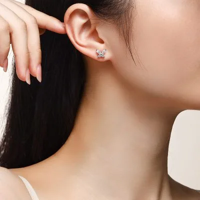 Bông Tai Bạc Nữ đính Kim Cương Moissanite Hồ điệp Elianna LILI 160366 4