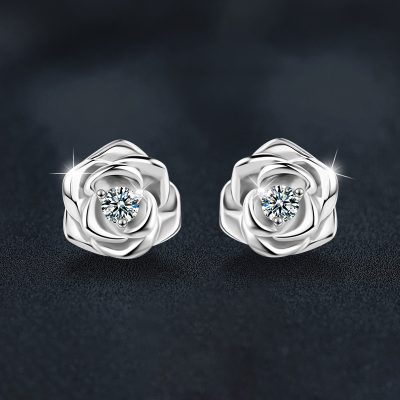 Bông Tai Bạc Nữ đính Kim Cương Moissanite Hoa Hồng Alyssa LILI 160400 1