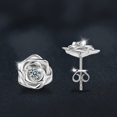Bông Tai Bạc Nữ đính Kim Cương Moissanite Hoa Hồng Alyssa LILI 160400 2