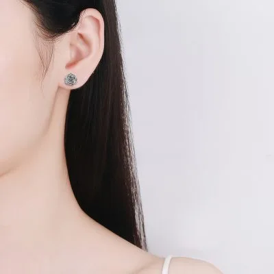 Bông Tai Bạc Nữ đính Kim Cương Moissanite Hoa Hồng Alyssa LILI 160400 4