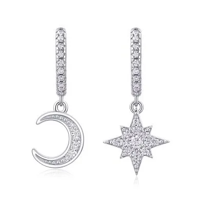 Bông Tai Bạc Nữ đính Kim Cương Moissanite Trăng Và Sao Lucille LILI 160306 1