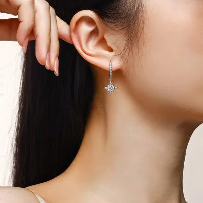 Bông Tai Bạc Nữ đính Kim Cương Moissanite Trăng Và Sao Lucille LILI 160306 2