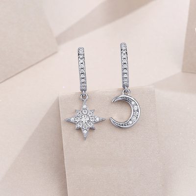 Bông Tai Bạc Nữ đính Kim Cương Moissanite Trăng Và Sao Lucille LILI 160306 4