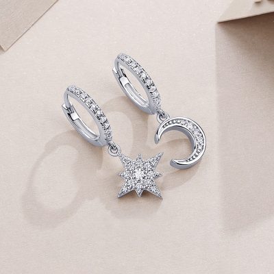 Bông Tai Bạc Nữ đính Kim Cương Moissanite Trăng Và Sao Lucille LILI 160306 5