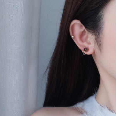 Bông Tai Bạc Nữ Nam đính đá Phong Thủy Tự Nhiên Demi LILI 160609 15