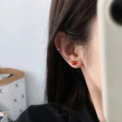 Bông Tai Bạc Nữ Nam đính đá Phong Thủy Tự Nhiên Demi LILI 160609 2