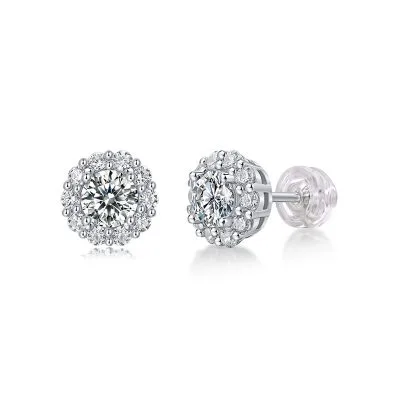 Bông Tai Bạc Nữ Nam đính Kim Cương Moissanite Ariel LILI 160329 1