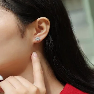 Bông Tai Bạc Nữ Nam đính Kim Cương Moissanite Ariel LILI 160329 4