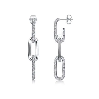 Bông Tai Bạc Nữ Nam đính Kim Cương Moissanite Chuỗi Xích Danna LILI 160378 1
