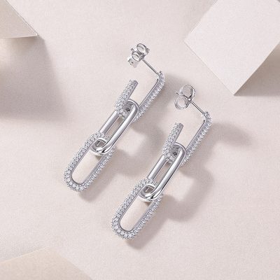 Bông Tai Bạc Nữ Nam đính Kim Cương Moissanite Chuỗi Xích Danna LILI 160378 3
