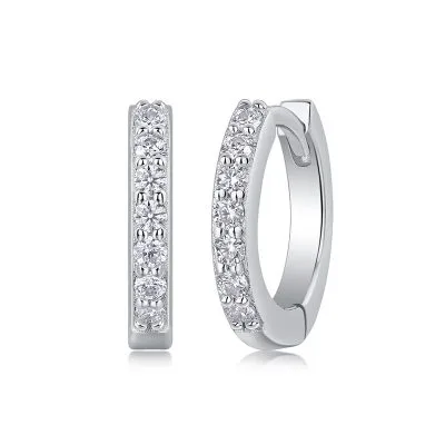 Bông Tai Bạc Nữ Nam đính Kim Cương Moissanite Tròn Dream LILI 160573 1