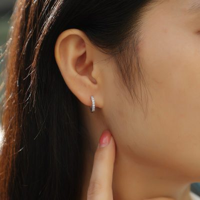 Bông Tai Bạc Nữ Nam đính Kim Cương Moissanite Tròn Dream LILI 160573 2