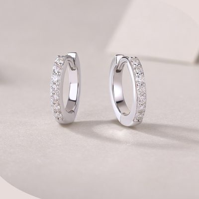 Bông Tai Bạc Nữ Nam đính Kim Cương Moissanite Tròn Dream LILI 160573 4