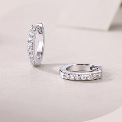 Bông Tai Bạc Nữ Nam đính Kim Cương Moissanite Tròn Dream LILI 160573 5