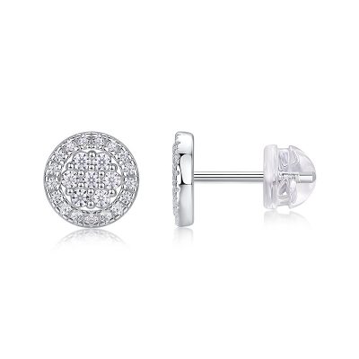 Bông Tai Bạc Nữ Nam đính Kim Cương Moissanite Tròn Shiloh LILI 160320 1