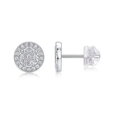 Bông Tai Bạc Nữ Nam đính Kim Cương Moissanite Tròn Shiloh LILI 160320 1