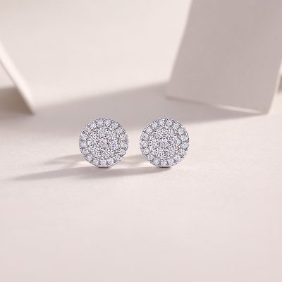 Bông Tai Bạc Nữ Nam đính Kim Cương Moissanite Tròn Shiloh LILI 160320 2