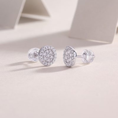 Bông Tai Bạc Nữ Nam đính Kim Cương Moissanite Tròn Shiloh LILI 160320 3