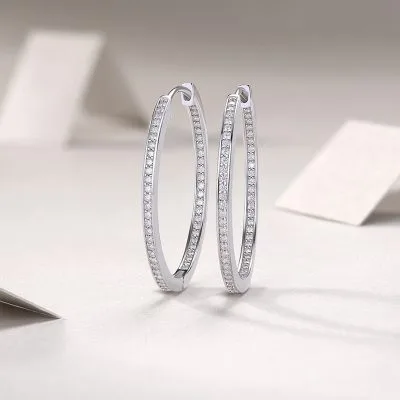 Bông Tai Bạc Nữ Nam đính Kim Cương Moissanite Tròn Cỡ Lớn Aubree LILI 160385 2