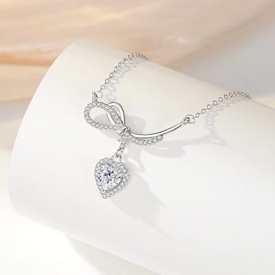 Dây Chuyền Bạc Nữ đính đá CZ Chiếc Nơ Tình Yêu Cecilia LILI 159657 3