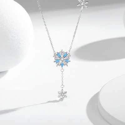 Dây Chuyền Bạc Nữ đính đá CZ Hình Bông Tuyết Eliza LILI 159570 1