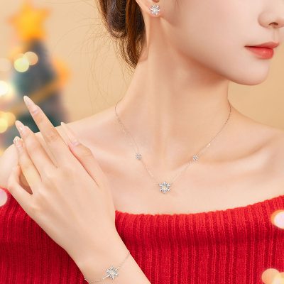 Dây Chuyền Bạc Nữ đính đá CZ Hình Bông Tuyết Juniper LILI 159541 3
