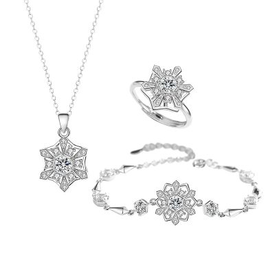 Dây Chuyền Bạc Nữ đính đá CZ Hình Bông Tuyết Xoay Tròn Snow LILI 159481 6