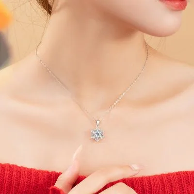Dây Chuyền Bạc Nữ đính đá CZ Hình Bông Tuyết Xoay Tròn Snow LILI 159481 8