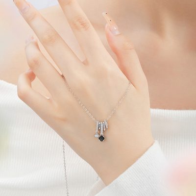 Dây Chuyền Bạc Nữ đính đá CZ Hình Cỏ 4 Lá Ashley LILI 159472 6