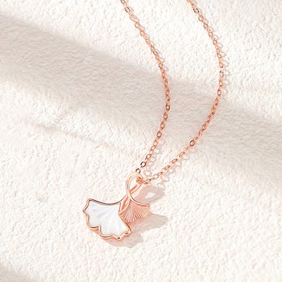 Dây Chuyền Bạc Nữ đính đá CZ Hình Lá Bạch Quả Esther LILI 159668 2
