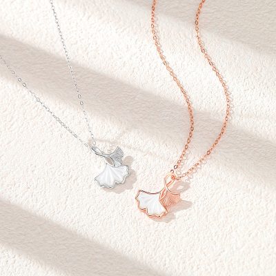 Dây Chuyền Bạc Nữ đính đá CZ Hình Lá Bạch Quả Esther LILI 159668 3