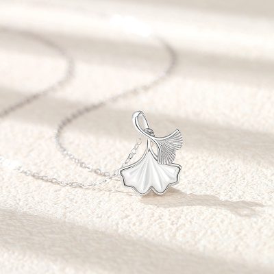 Dây Chuyền Bạc Nữ đính đá CZ Hình Lá Bạch Quả Esther LILI 159668 5