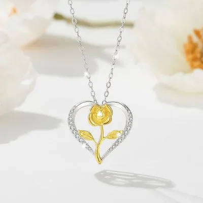 Dây Chuyền Bạc Nữ đính đá CZ Hoa Hồng Tình Yêu Freya LILI 159644 1