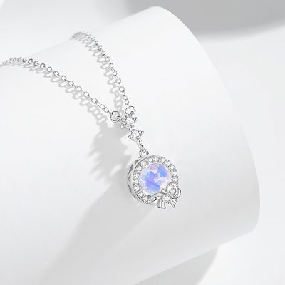 Dây Chuyền Bạc Nữ đính đá CZ Tròn Nơ Hồ điệp Peyton LILI 159690 2