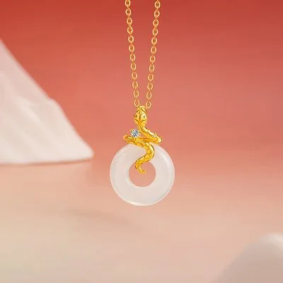 Dây Chuyền Bạc Nữ đính đá Chalcedony Rắn Vàng May Mắn Amara LILI 159623 1