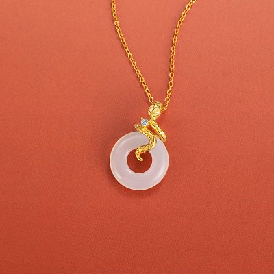 Dây Chuyền Bạc Nữ đính đá Chalcedony Rắn Vàng May Mắn Amara LILI 159623 3