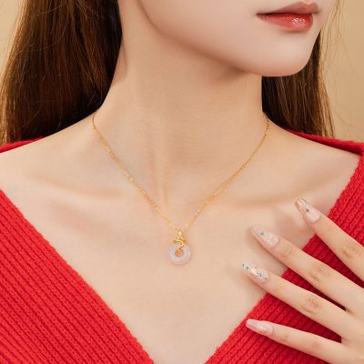 Dây Chuyền Bạc Nữ đính đá Chalcedony Rắn Vàng May Mắn Amara LILI 159623 5