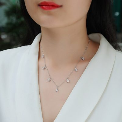 Dây Chuyền Bạc Nữ đính Kim Cương Moissanite Ngôi Sao 5 Cánh Alina LILI 159790 4