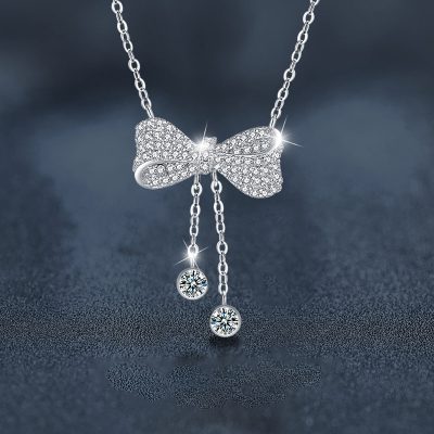 Dây Chuyền Bạc Nữ đính Kim Cương Moissanite Nơ Xinh Xắn Isabelle LILI 159827 1