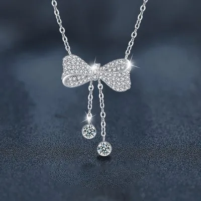 Dây Chuyền Bạc Nữ đính Kim Cương Moissanite Nơ Xinh Xắn Isabelle LILI 159827 1